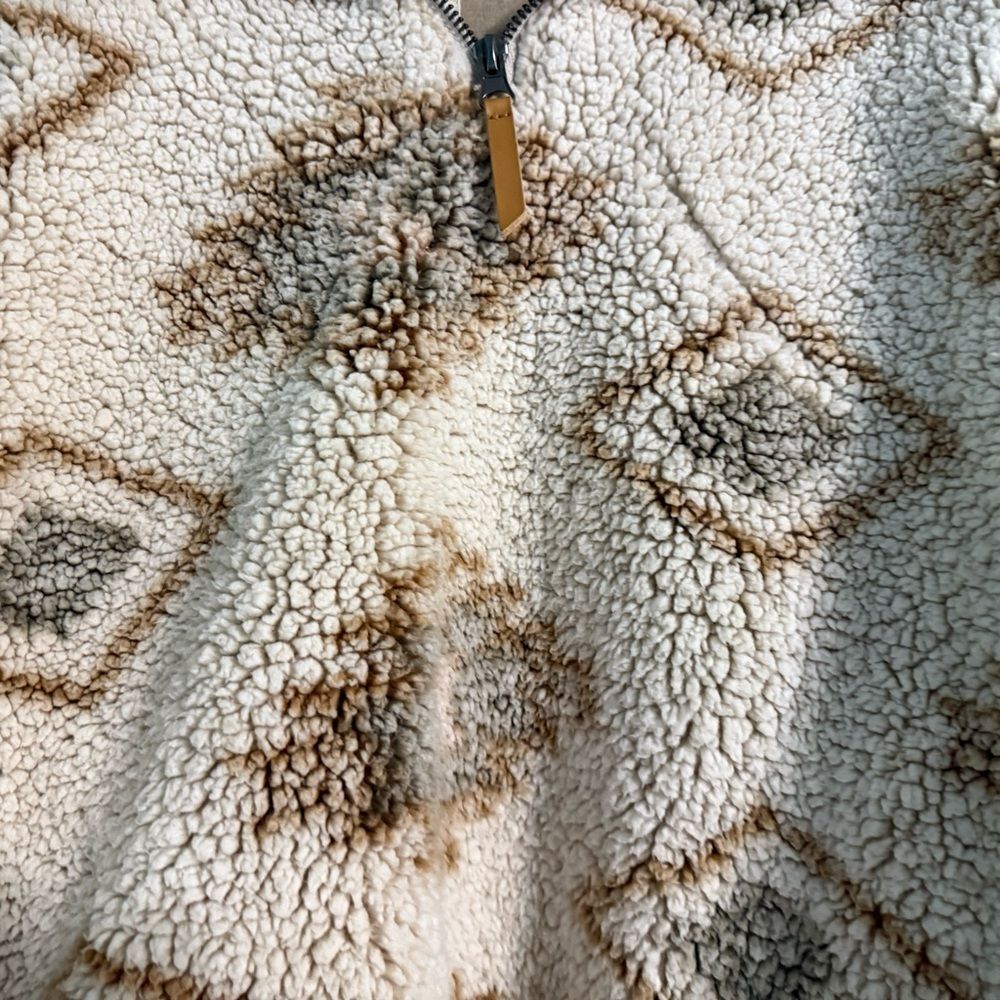 Thread & Supply Sherpa Fleece Half Zip Pullover Medium Beige Brown Aztec - Picture 7 of 8